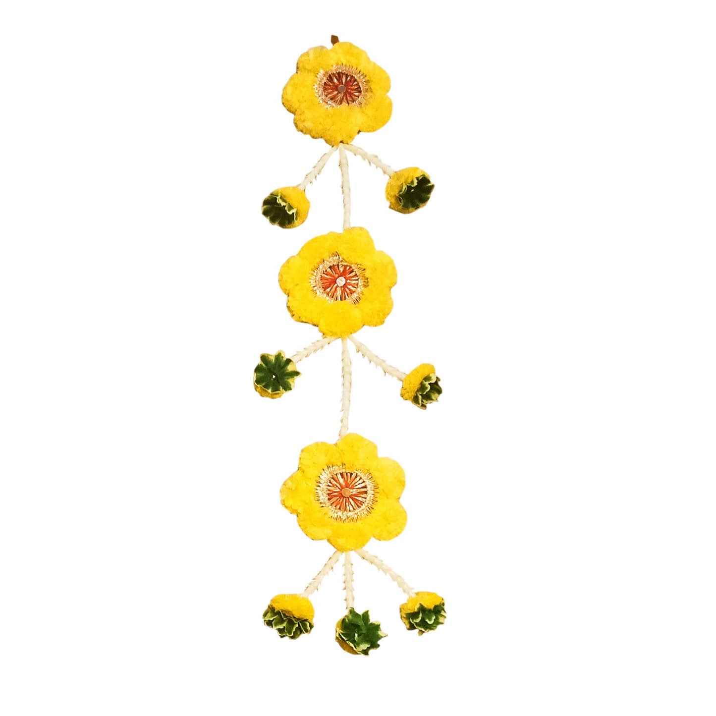 Toran Door Hangings Premium Yellow Flower Side Hangings Latkans for your Door / Pooja Ghar (36 Inches)