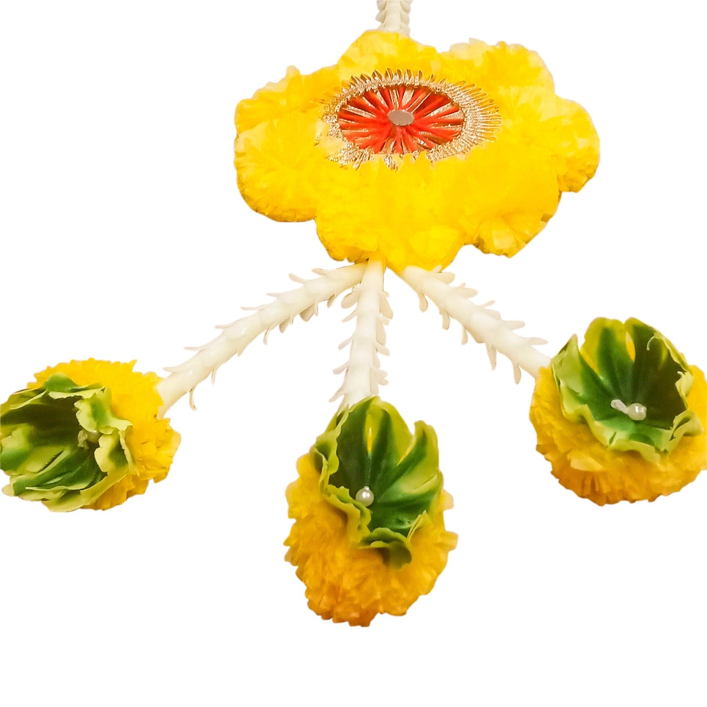 Toran Door Hangings Premium Yellow Flower Side Hangings Latkans for your Door / Pooja Ghar (36 Inches)