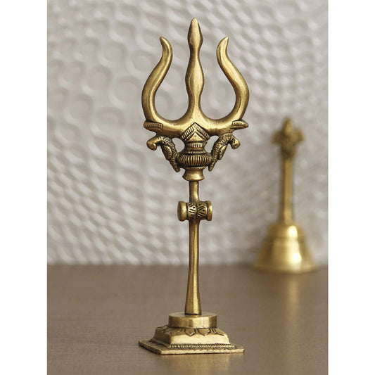 Brass Trishul with Damroo