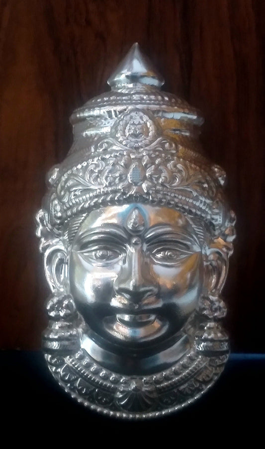 Varalakshmi Maata / Ammavari Face silver color for Pooja (7.0 inches)