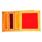 Close-up of Red Velvet Puja Aasan with Elegant Golden Zari Border for Sacred Rituals and Pooja Table