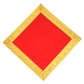 Close-up of Golden Zari Border on Red Velvet Pooja Aasan for Elevating the Spiritual Look of Pooja Ghar