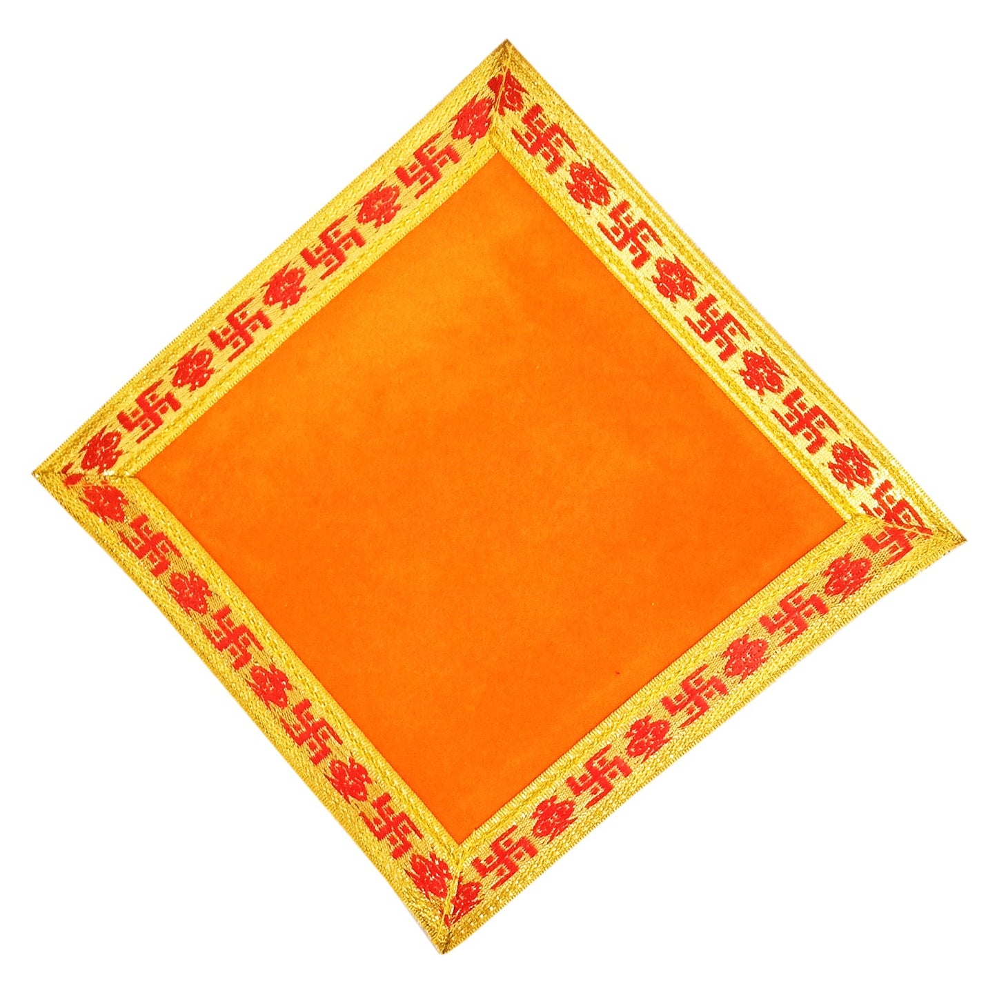 Velvet Puja Aasan | Puja Altar Cloth / Chowki Aasan / Kapda Mat for Puja Table for Puja Home Mandir and Temple (Set of 4)