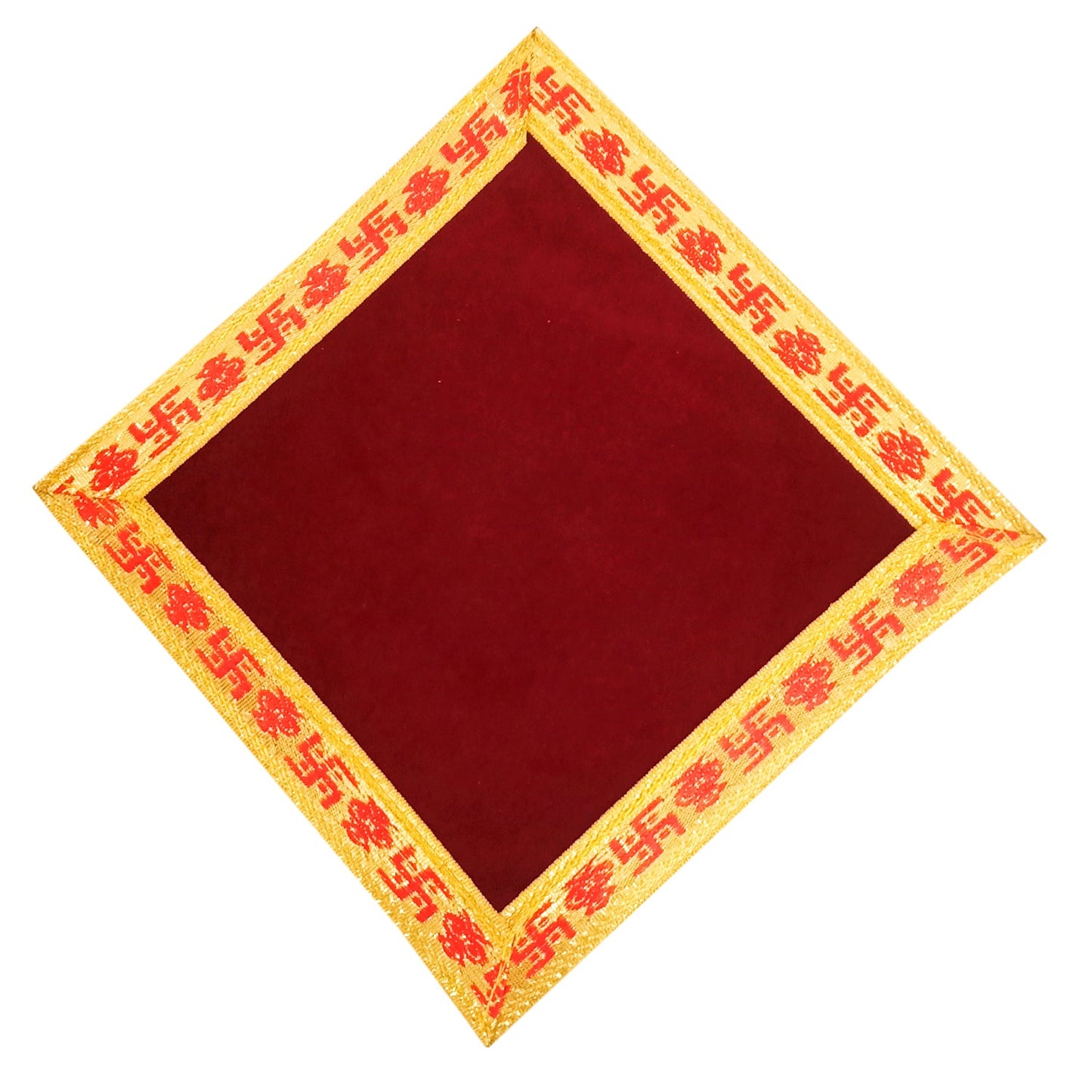 Velvet Puja Aasan | Puja Altar Cloth / Chowki Aasan / Kapda Mat for Puja Table for Puja Home Mandir and Temple (Set of 4)