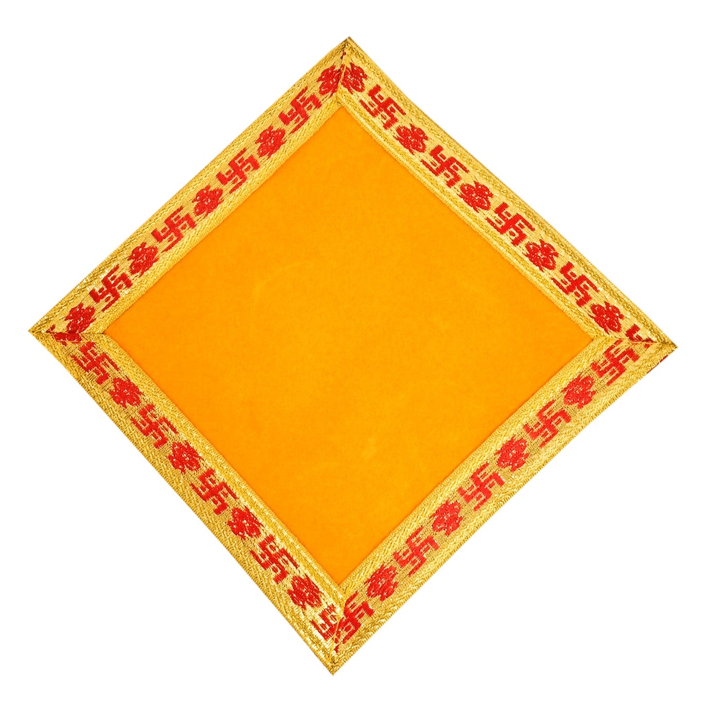 Velvet Puja Aasan | Puja Altar Cloth / Chowki Aasan / Kapda Mat for Puja Table for Puja Home Mandir and Temple (Set of 4)