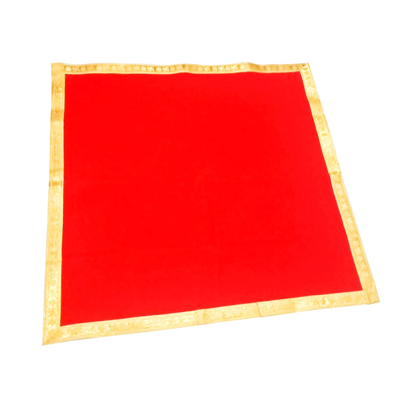 Velvet Pooja Aasan | Pooja Altar Cloth / Chowki Aasan / Kapda Mat for your Pooja Ghar - Red