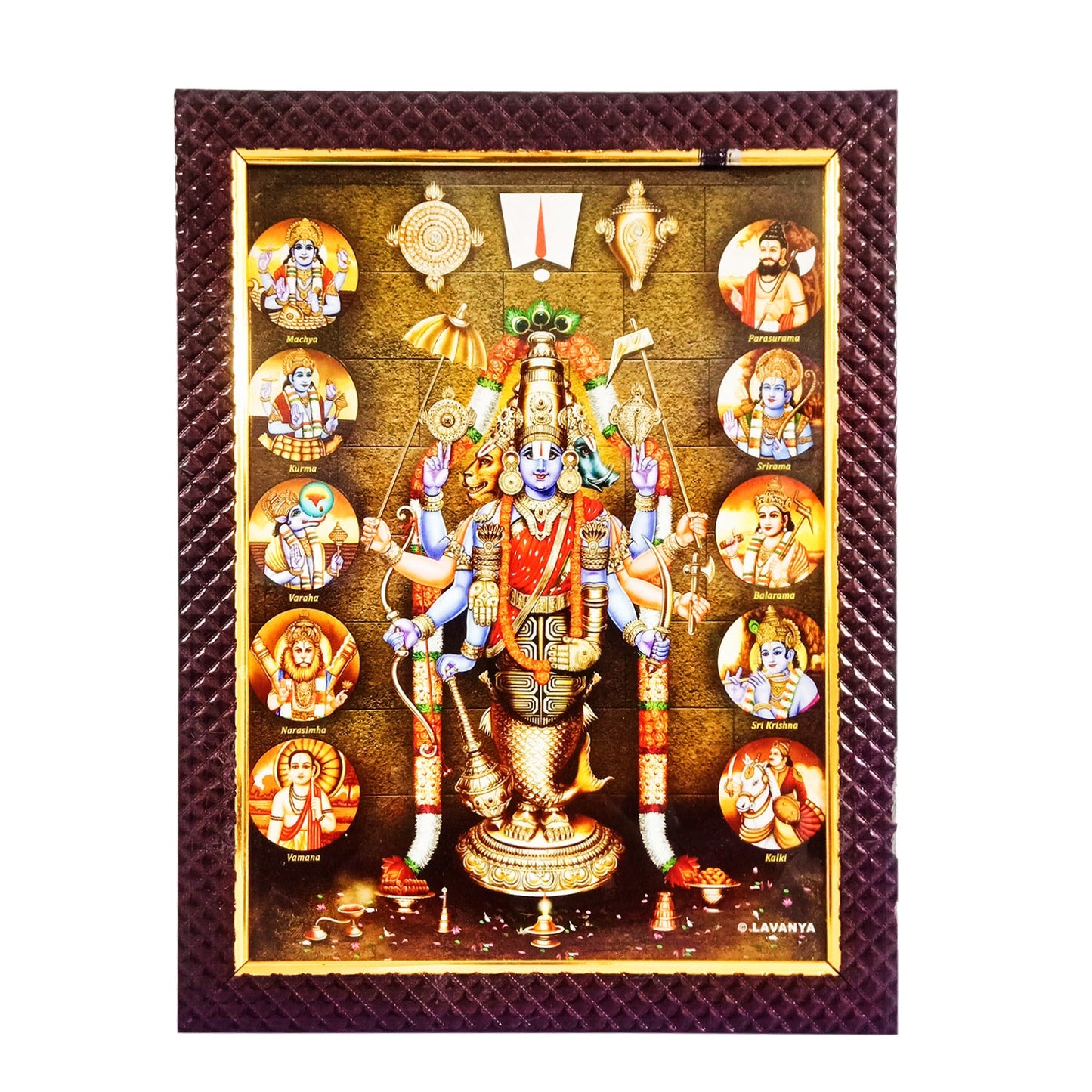 Lord Vishnu Dashavtaar Photo Frame for Temple / Home / Office (10 Inches * 12.5 Inches)