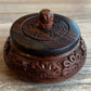 Handmade Wooden Haldi Kumkum Box Set for Pooja – Traditional Design with Airtight Lids (Pack of 2)